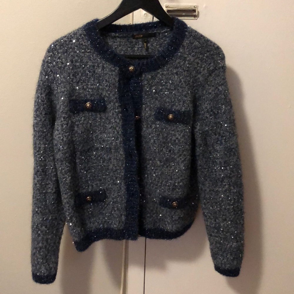 Maje Oversized Sparkle Cardigan